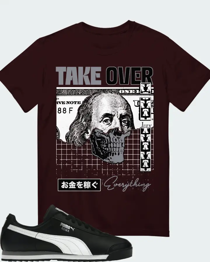 Puma Roma Basic Sneaker Matching Oxblood Black T-Shirt - Take Over