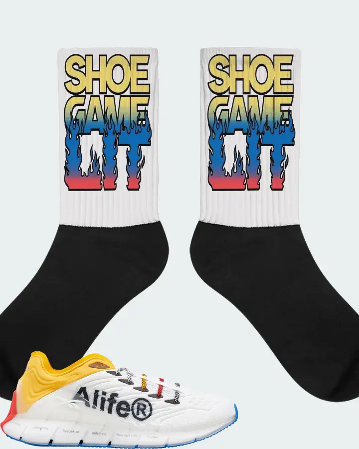 Reebok Zig Kinetica Sneaker Matching White Socks - Shoe Game Lit Refreshed