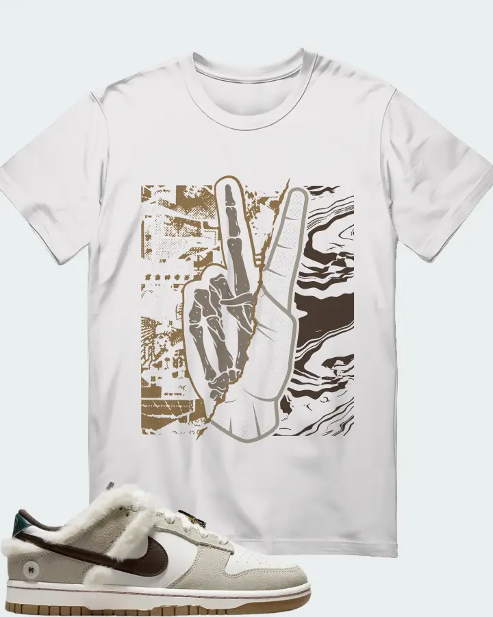 Nike Dunk Low Fur Bling  Sneaker Matching White T-Shirt - Peace of mind