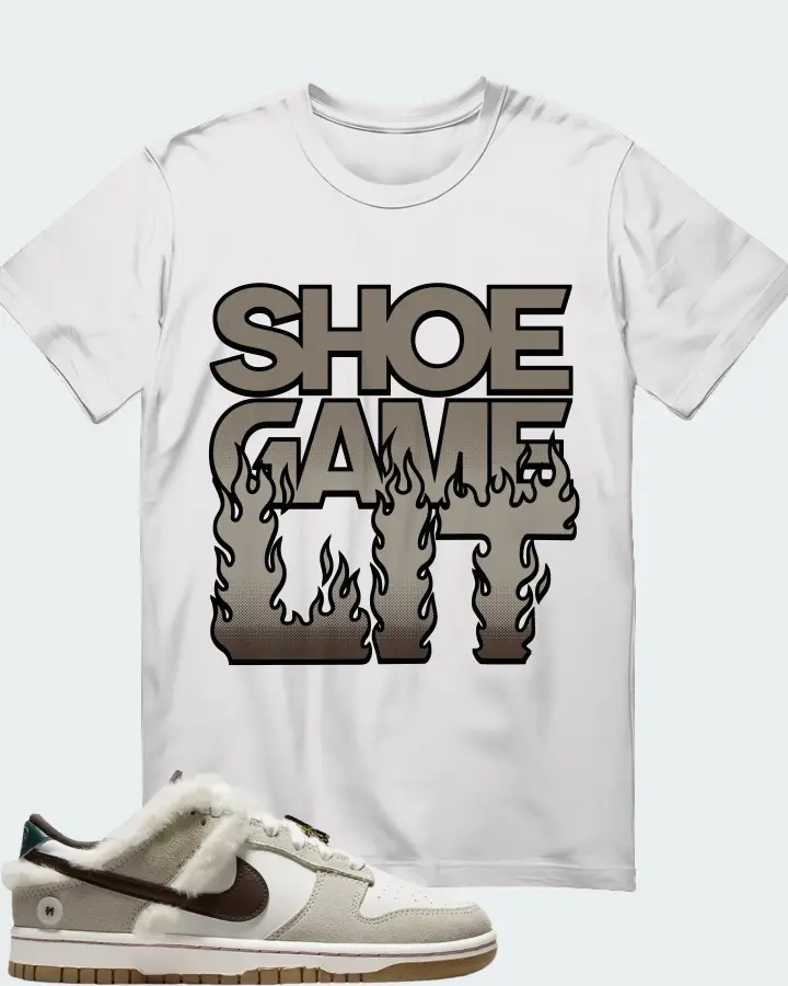 Nike Dunk Low Fur Bling  Sneaker Matching White T-Shirt - Shoe Game Lit Refreshed