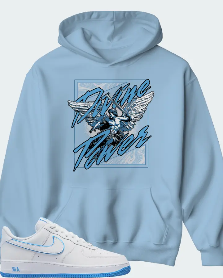 Nike Air Force 1 '07 Low White University Blue Sole Matching Hoodie