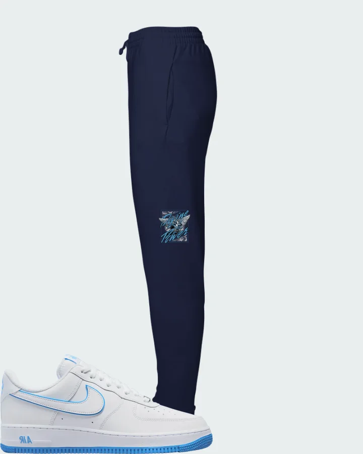 Nike Air Force 1 '07 Low White University Blue Sole Matching Joggers