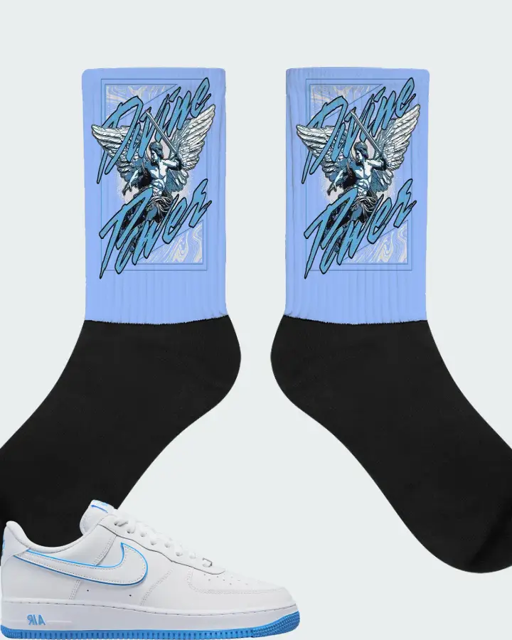 Nike Air Force 1 '07 Low White University Blue Sole Matching Socks