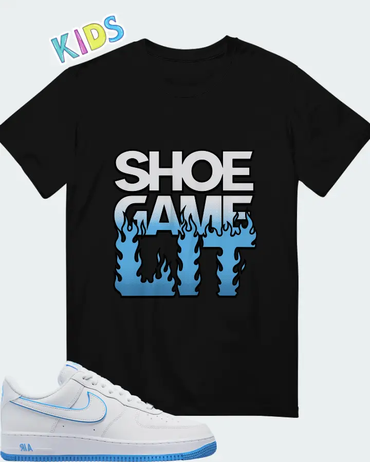 Nike Air Force 1 '07 Low White University Blue Sole Matching Kid's T-Shirt