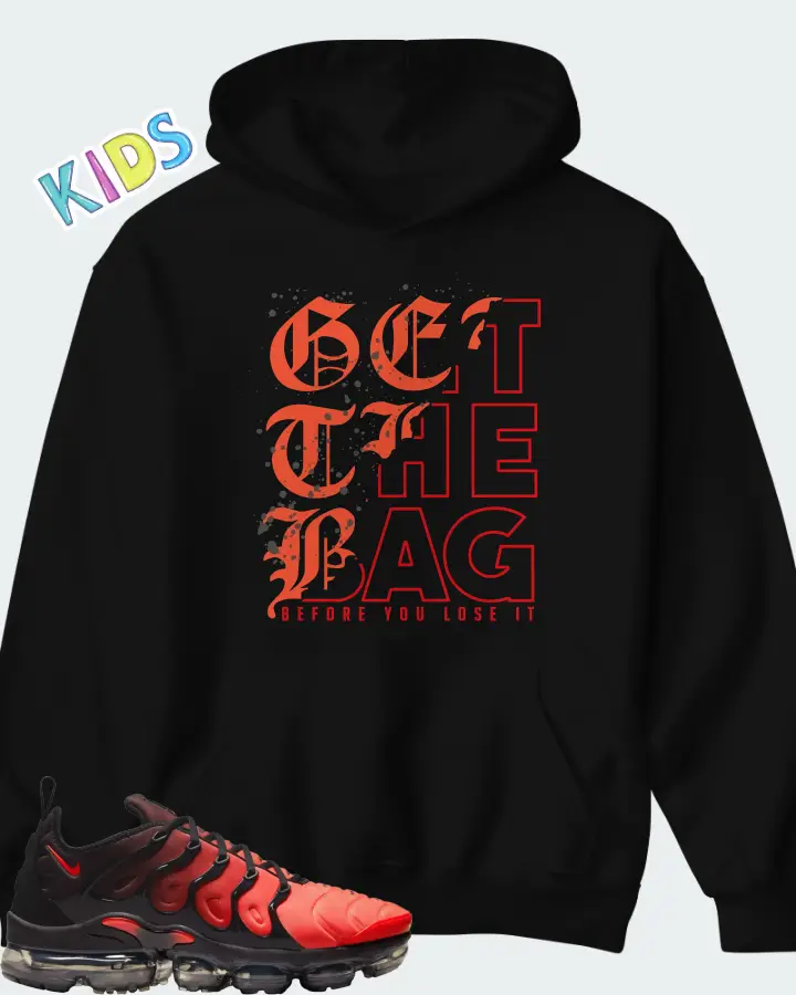 Nike Air Vapormax Plus Black Bright Crimson Anthracite  Matching Kid's Hoodie