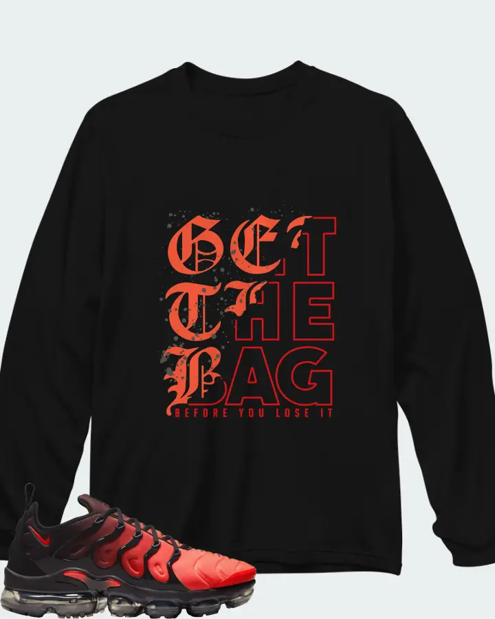 Nike Air Vapormax Plus Black Bright Crimson Anthracite  Matching Long Sleeve T-Shirt