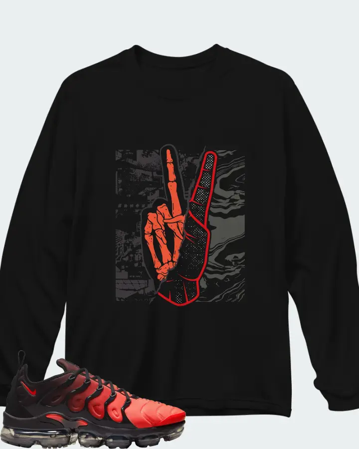 Nike Air Vapormax Plus Black Bright Crimson Anthracite Matching Long Sleeve T-Shirt