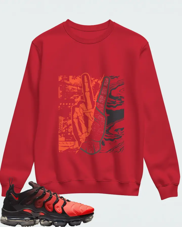 Nike Air Vapormax Plus Black Bright Crimson Anthracite Matching Sweatshirt