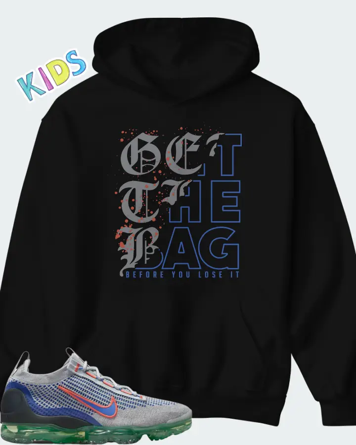 Nike Air VaporMax 2021 Flyknit Wolf Grey Medium Blue Matching Kid's Hoodie