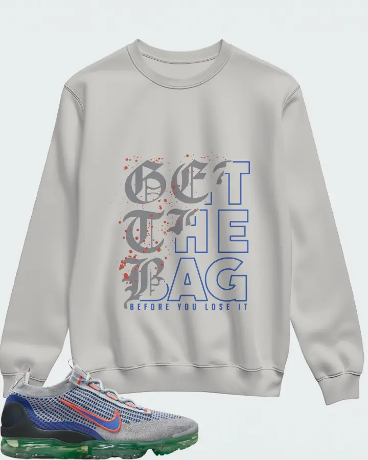 Nike Air VaporMax 2021 Flyknit Wolf Grey Medium Blue Matching Sweatshirt