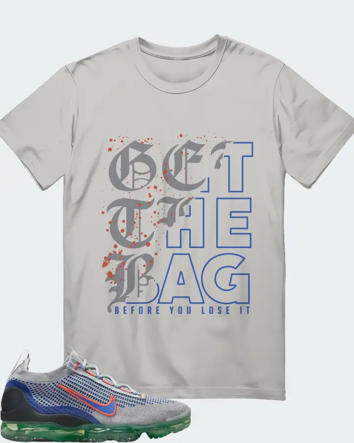 Nike Air VaporMax 2021 Flyknit Wolf Grey Medium Blue Matching T-Shirt