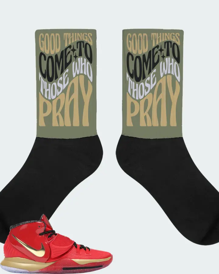Nike Kyrie 6 Sneaker Matching Olive Socks - Good Things Come To Those Who Pray