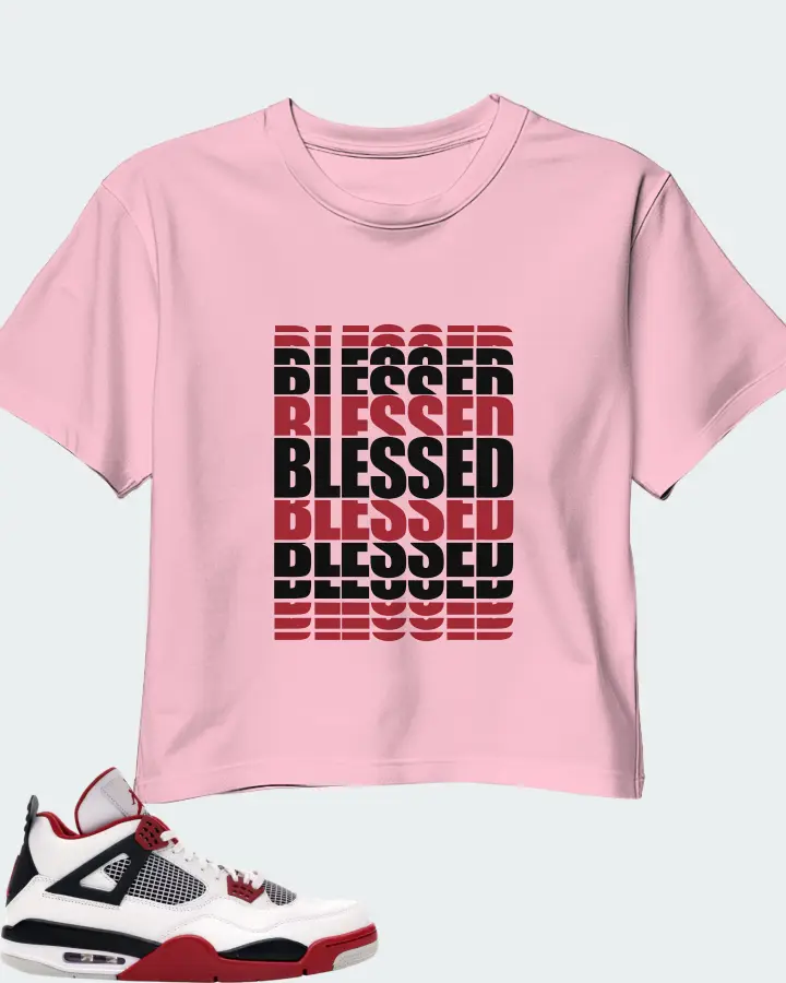 Jordan 4 Retro Sneaker Matching Pink Crop Top - BLESSED Many Times