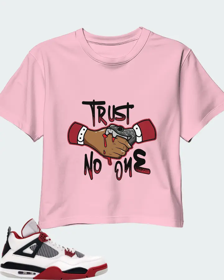 Jordan 4 Retro Sneaker Matching Pink Crop Top - Trust No One