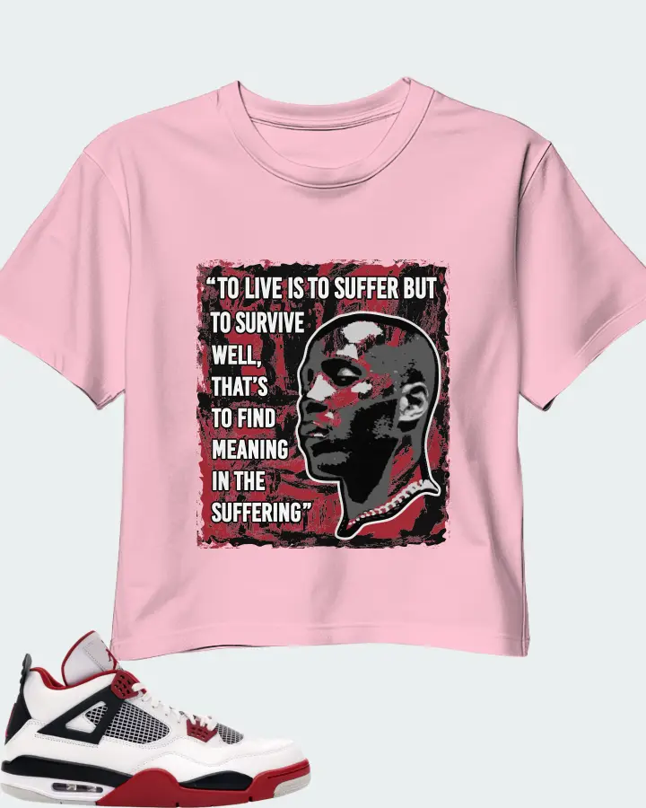 Jordan 4 Retro Sneaker Matching Pink Crop Top - DMX Suffer Quote