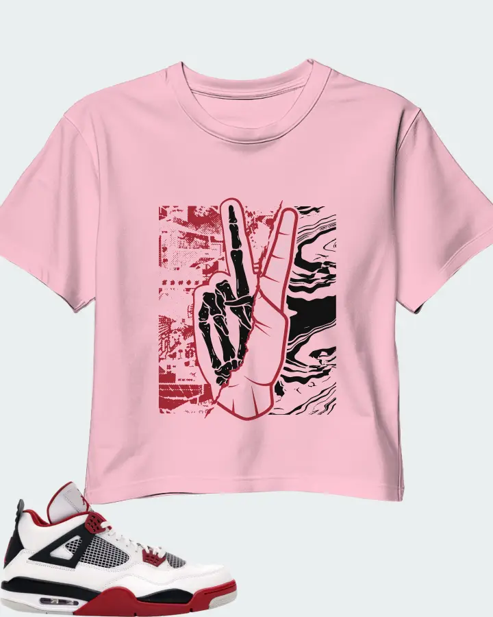 Jordan 4 Retro Sneaker Matching Pink Crop Top - Peace of mind