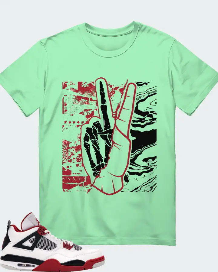 Jordan 4 Retro Sneaker Matching Fresh Mint T-Shirt - Peace of mind