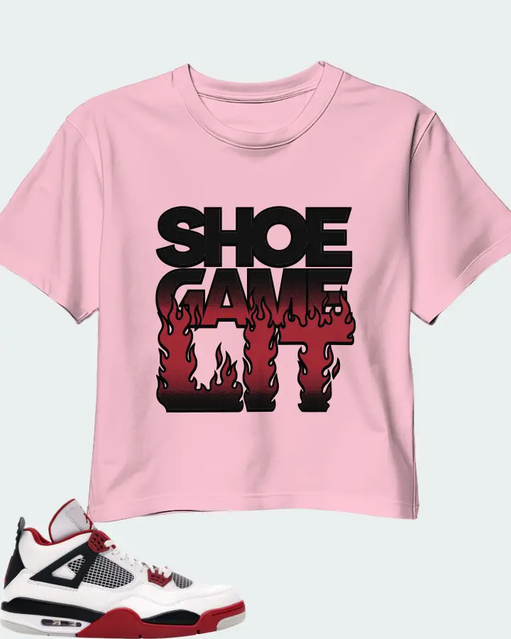 Jordan 4 Retro Sneaker Matching Pink Crop Top - Shoe Game Lit Refreshed