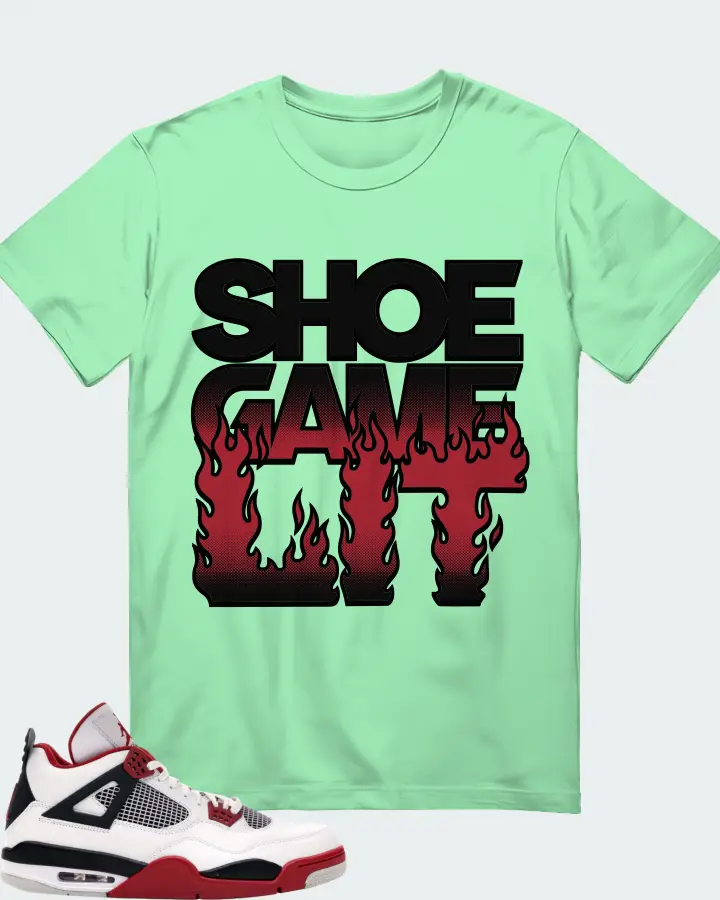 Jordan 4 Retro Sneaker Matching Fresh Mint T-Shirt - Shoe Game Lit Refreshed