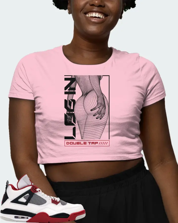 Jordan 4 Retro Sneaker Matching Pink Crop Top (LOGIN) - View 3