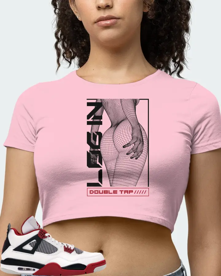 Jordan 4 Retro Sneaker Matching Pink Crop Top (LOGIN) - View 4