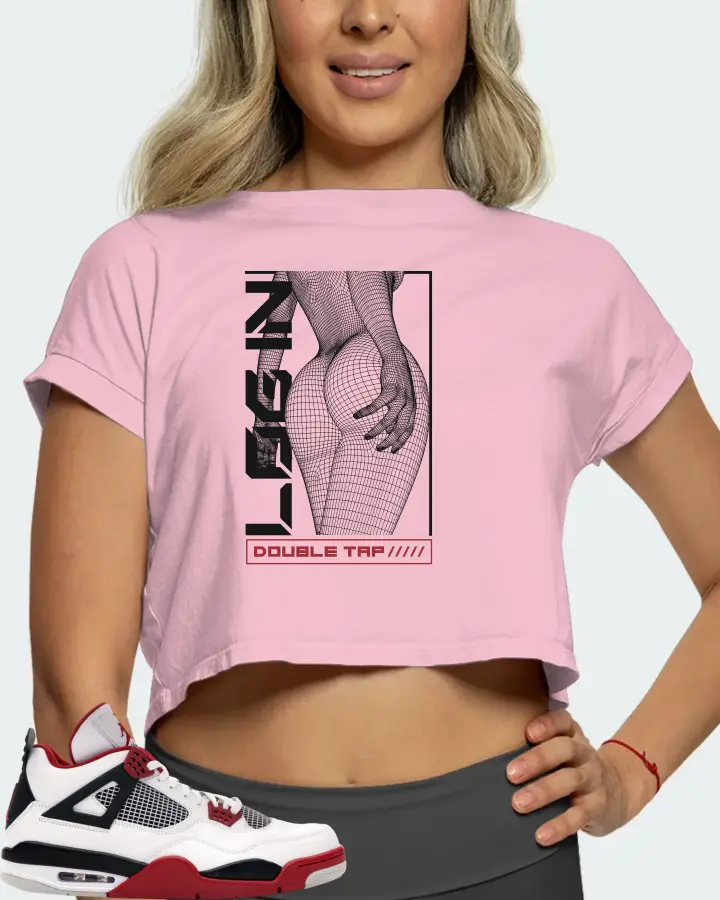 Jordan 4 Retro Sneaker Matching Pink Crop Top (LOGIN) - View 5
