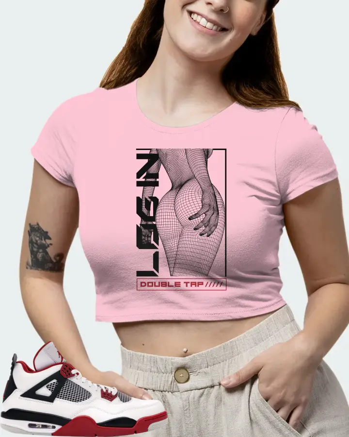 Jordan 4 Retro Sneaker Matching Pink Crop Top (LOGIN) - View 7