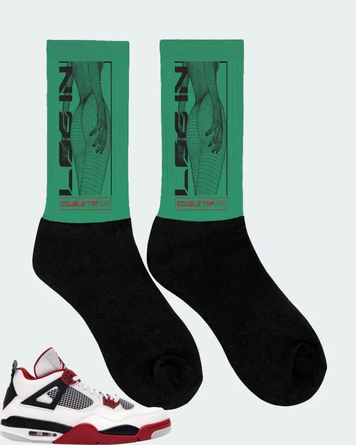 Jordan 4 Retro Sneaker Matching Kelly Green Socks (LOGIN) - View 2
