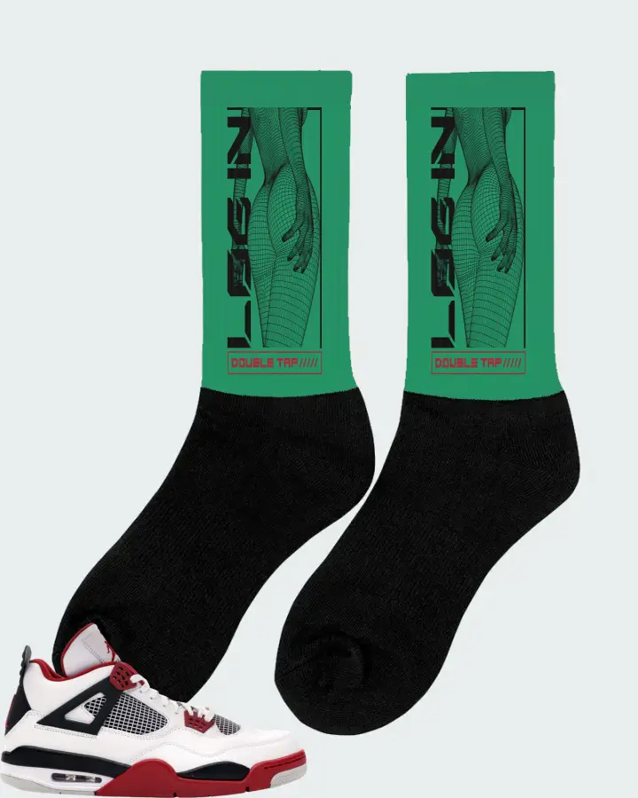 Jordan 4 Retro Sneaker Matching Kelly Green Socks (LOGIN) - View 3
