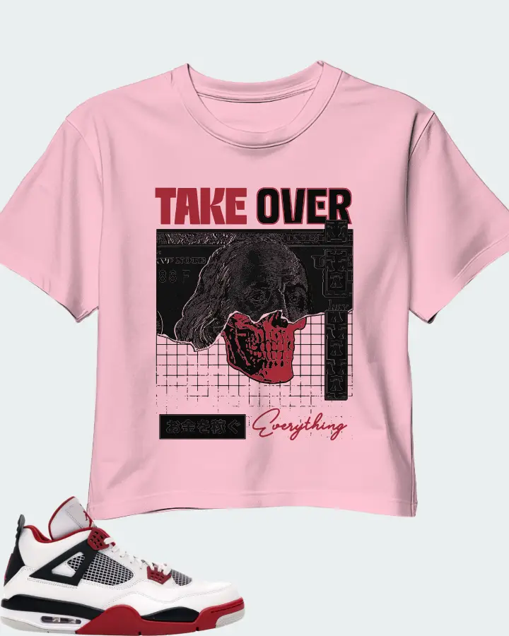 Jordan 4 Retro Sneaker Matching Pink Crop Top - Take Over