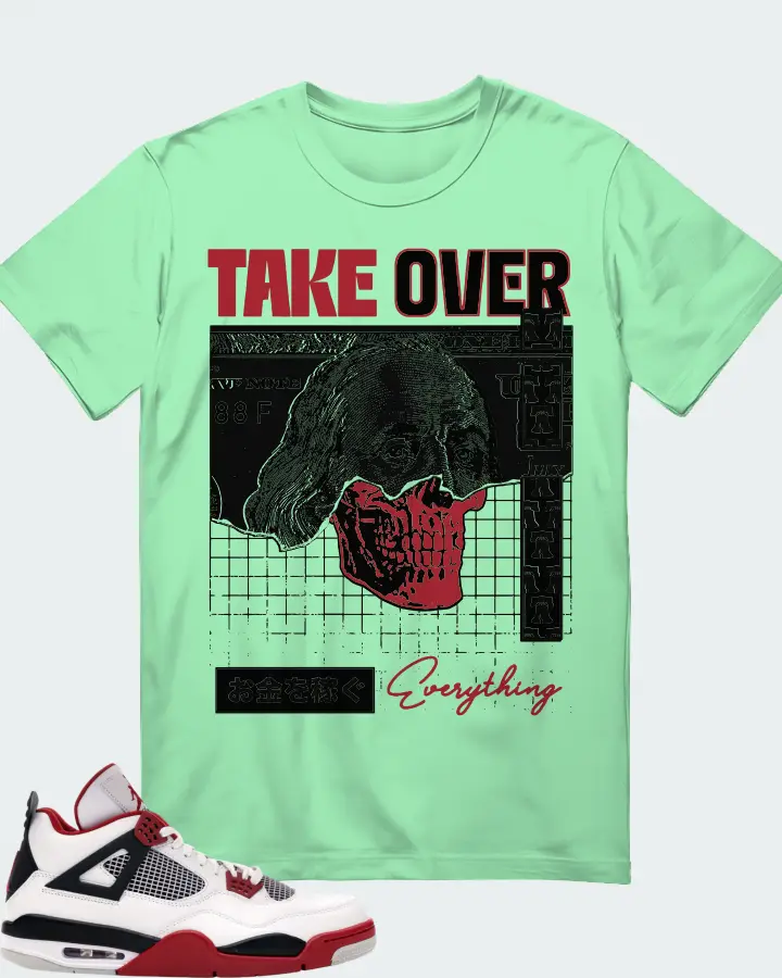 Jordan 4 Retro Sneaker Matching Fresh Mint T-Shirt - Take Over