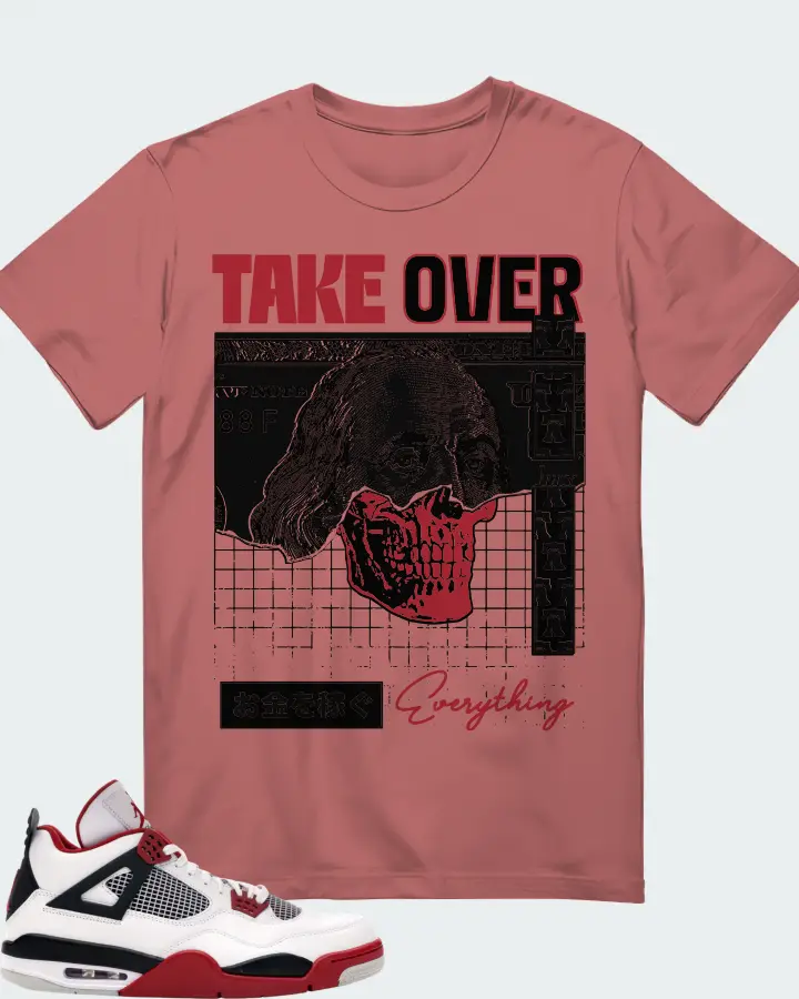 Jordan 4 Retro Sneaker Matching Mauve T-Shirt - Take Over