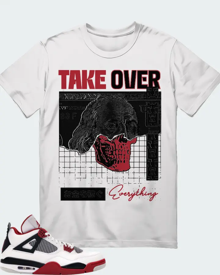 Jordan 4 Retro Sneaker Matching White T-Shirt - Take Over