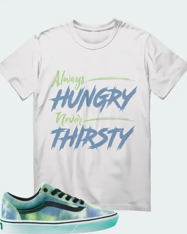 Vans ComfyCush Old Skool Blotched Multi Black  Sneaker Matching White T-Shirt - Always HUNGRY Never THIRSTY