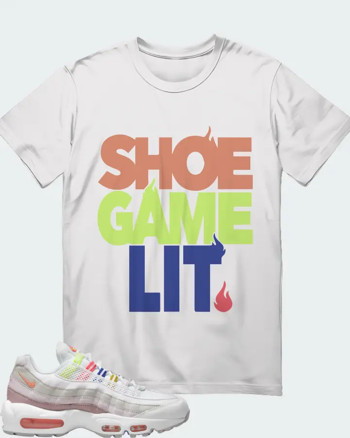 Nike Air Max 95 White Multi (Women's) Sneaker Matching White T-Shirt - Shoe Game Lit Classic