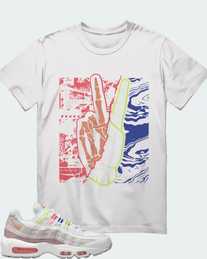 Nike Air Max 95 White Multi (Women's) Sneaker Matching White T-Shirt - Peace of mind