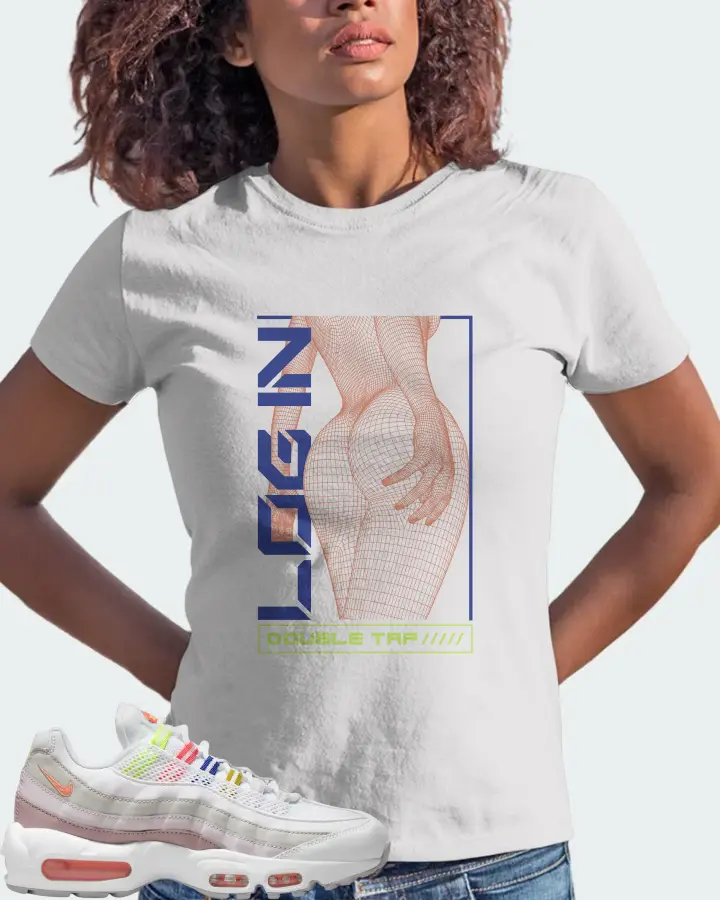 Nike Air Max 95 White Multi (Women's) Sneaker Matching White T-Shirt (LOGIN) - View 3