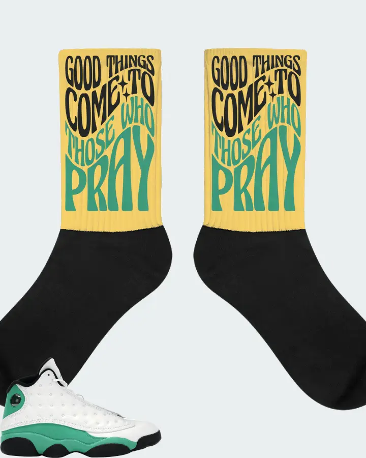 Jordan 13 Retro Sneaker Matching Yellow Socks - Good Things Come To Those Who Pray
