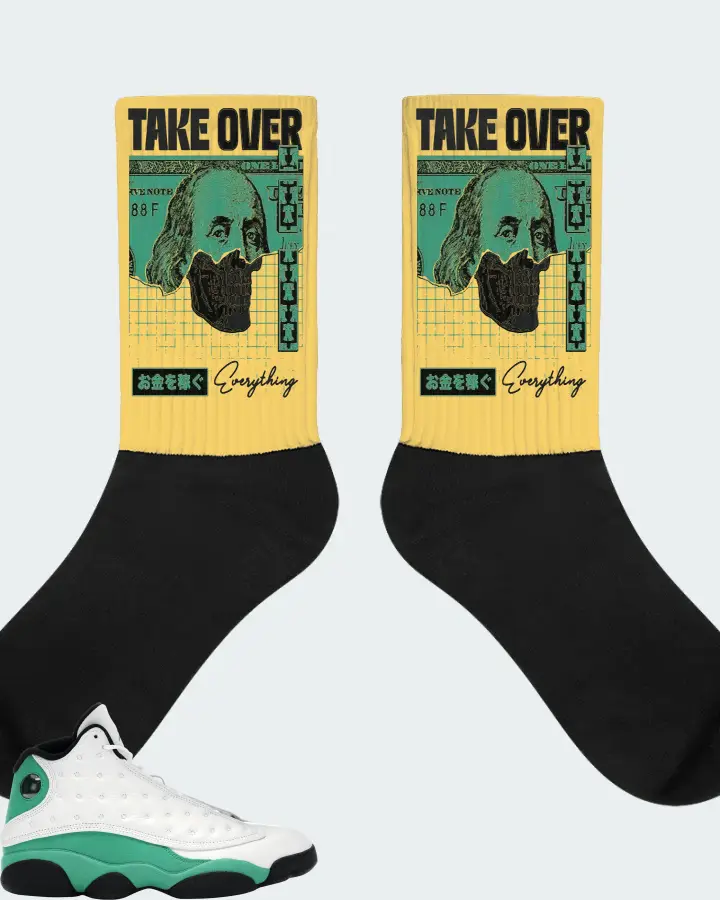 Jordan 13 Retro Sneaker Matching Yellow Socks - Take Over