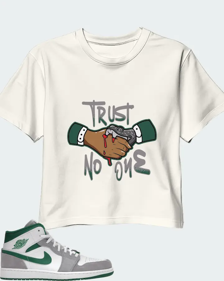 Jordan 1 Mid SE Sneaker Matching Ecru White Crop Top - Trust No One