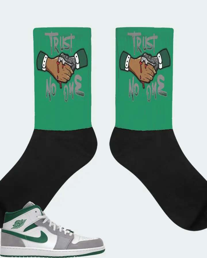 Jordan 1 Mid SE Sneaker Matching Kelly Green Socks - Trust No One