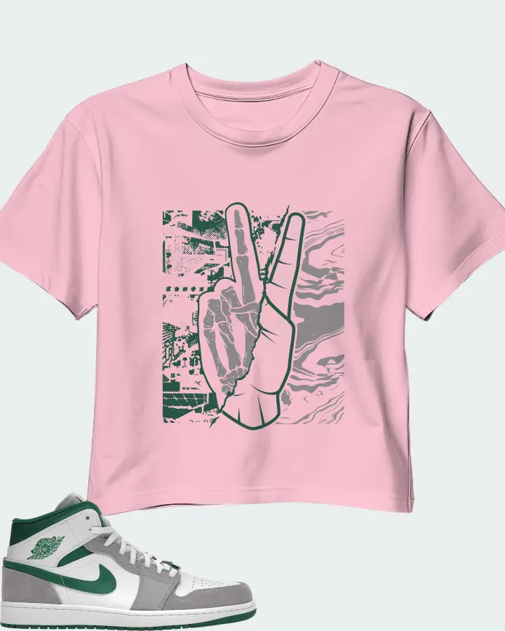 Jordan 1 Mid SE Sneaker Matching Pink Crop Top - Peace of mind