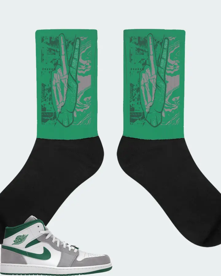 Jordan 1 Mid SE Sneaker Matching Kelly Green Socks - Peace of mind