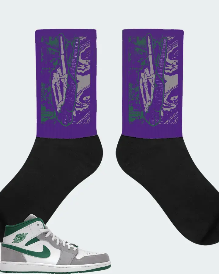 Jordan 1 Mid SE Sneaker Matching Purple Socks - Peace of mind