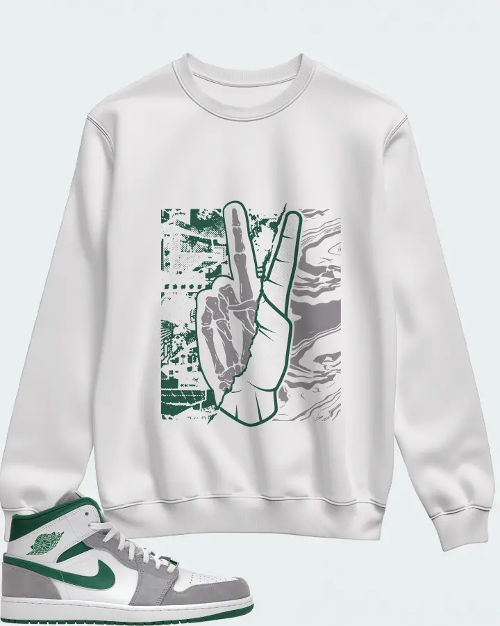 Jordan 1 Mid SE Sneaker Matching White Sweatshirt - Peace of mind