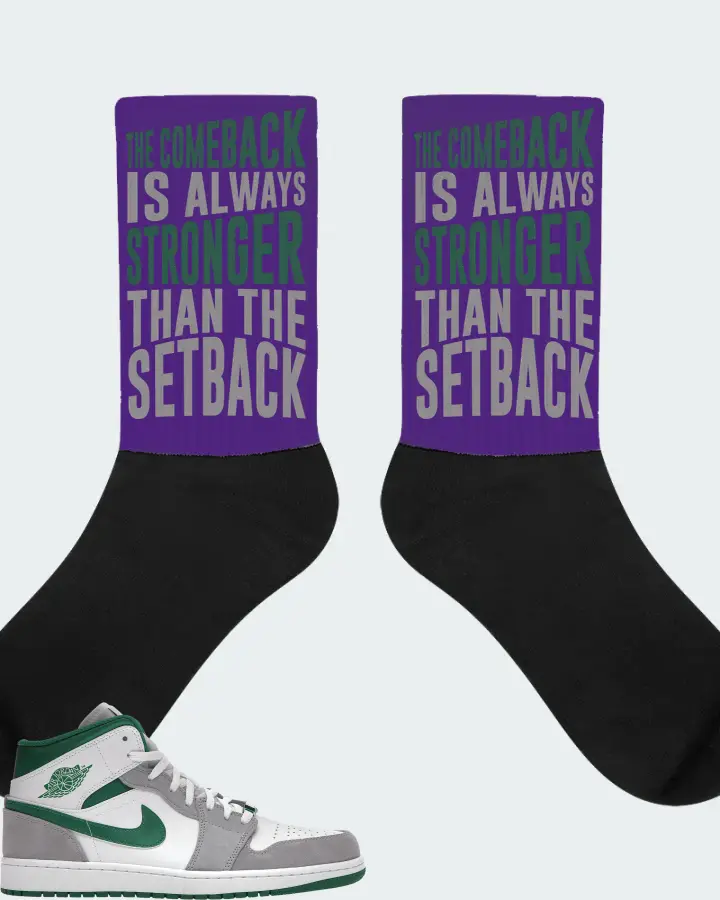 Jordan 1 Mid SE Sneaker Matching Purple Socks - The Comeback