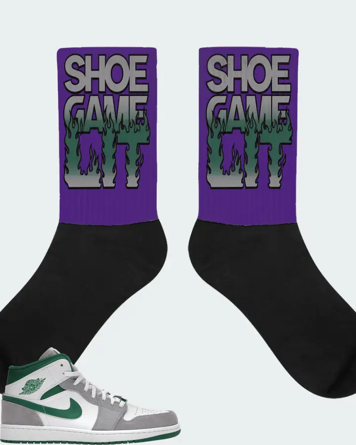 Jordan 1 Mid SE Sneaker Matching Purple Socks - Shoe Game Lit Refreshed