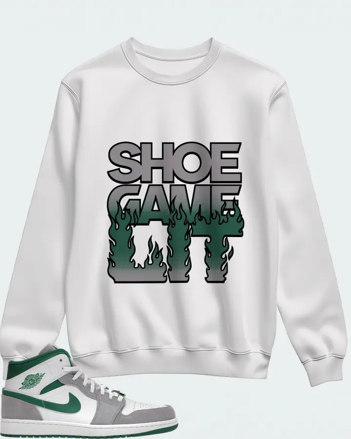 Jordan 1 Mid SE Sneaker Matching White Sweatshirt - Shoe Game Lit Refreshed