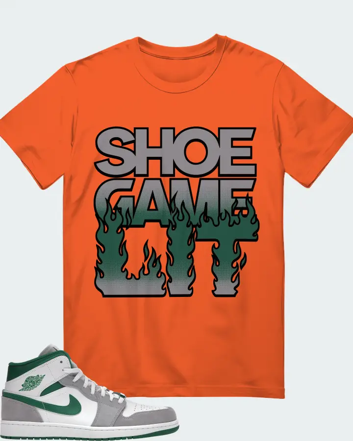 Jordan 1 Mid SE Sneaker Matching Orange T-Shirt - Shoe Game Lit Refreshed