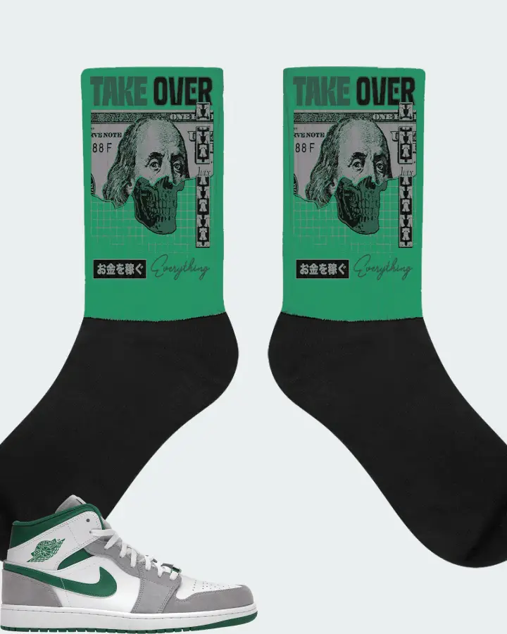 Jordan 1 Mid SE Sneaker Matching Kelly Green Socks - Take Over